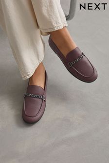 Burgundy Red Forever Comfort Round Toe Slim Chain Loafers (893921) | HK$289