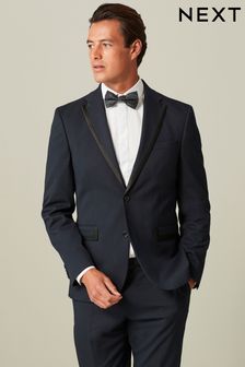 Navy Blue Skinny Fit Tuxedo Suit Jacket (894034) | OMR28
