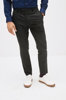 Charcoal Grey Slim Tapered Check Heritage Trousers (894155) | 14 €