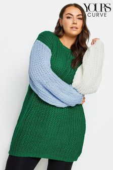 Yours Curve Green Colour Block Knitted Jumper (894351) | 60 €