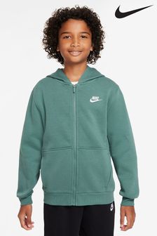 Zielony - Polarowa bluza z kapturem zapinana na suwak Nike Club  (894548) | 285 zł