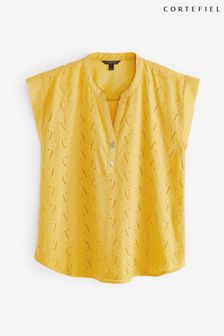 Cortefiel Yellow Embroidered Blouse (895392) | 113 zł