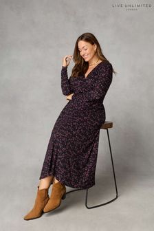 Live Unlimited Curve Petite Purple Ditsy Print Jersey Wrap Dress (895477) | 42 €