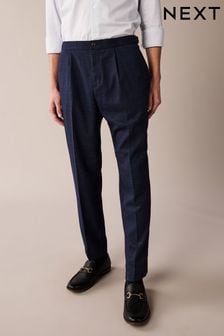 Темно-синий - Зауженный крой - Фактурные брюки с регулируемой отделкой по бокам (895981) | €36