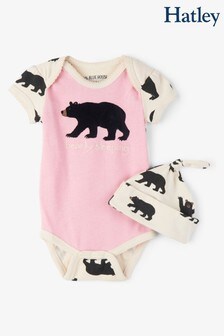 Hatley Pink Bearly Sleeping Baby Bodysuit And Hat (895993) | 7,190 Ft