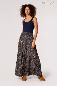 Apricot Navy Blue Multi Forest Floral Tiered Maxi Dress (896061) | R770