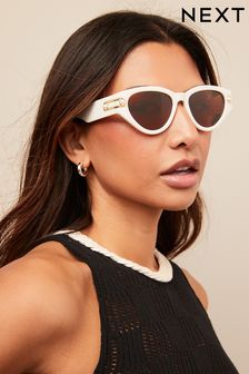Creme - Polarisierte Katzenaugen-Sonnenbrille mit Perlenverzierung (896175) | 23 €