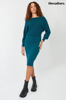 Threadbare Green Slash Neck Knitted Midi Dress (896627) | 49 €