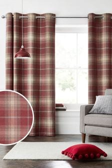 Red Stirling Check Eyelet Lined Curtains (896725) | €79 - €178