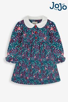 JoJo Maman Bébé Mädchen Hübsches Kleid mit Tasche, Bubikragen und Rotkehlchen-Design (896877) | 39 €