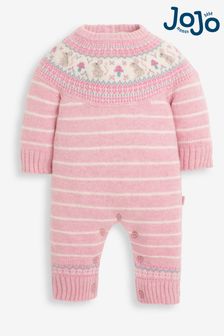 JoJo Maman Bébé Mouse Fair Isle Knitted Baby All-In-One