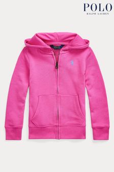 Sudadera rosa para niña de algodón de rizo con capucha y cremallera de Polo Ralph Lauren (897037) | 126 €