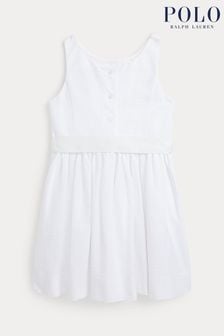 Polo Ralph Lauren Mädchen Geripptes Kleid aus Baumwolle, Weiß (897081) | 195 € - 226 €