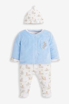 JoJo Maman Bébé Blue 3-Piece Peter Rabbit Sleepsuit, Jacket & Hat Set (8976Q5) | NT$1,630