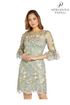 Adrianna Papell Green Embroidered Bell Sleeve Dress (898257) | €219