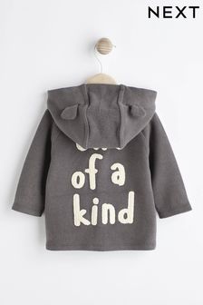 Charcoal Grey Slogan Back Hooded Jersey Baby Jacket (898296) | OMR5 - OMR6
