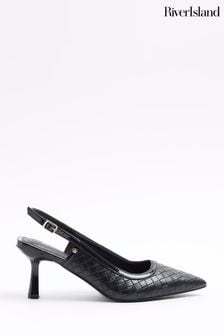 River Island Black Weave Court Shoes (898700) | $56