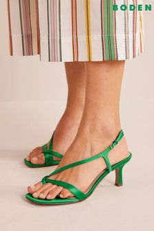 Boden Green Satin Low Heeled Sandals (898854) | DKK605