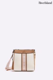 River Island Cream Webbing Front Messenger (898907) | AED181