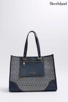 River Island Blue Weave Pocket Shopper Bag (899047) | ₪ 211