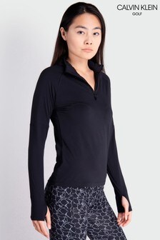 חולצה שחורה עבה Vibe עם רוכסן 1/4 של Calvin Klein Golf  (899233) | ‏163 ₪
