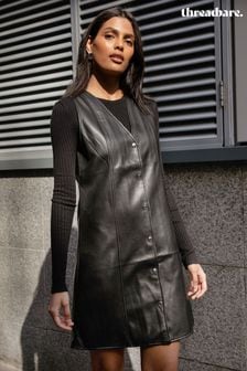 Threadbare Black Button Down PU Faux Leather Dress (899414) | €54