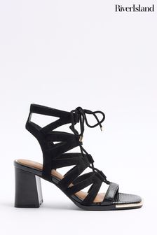 River Island Black Lace Up Heeled Sandals (899432) | 69 €