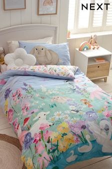 100 Cotton Beautiful Bunny Scene Duvet Cover and Pillowcase Set