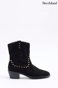 River Island Brown Studded Western Ankle Boots (899823) | €21.50