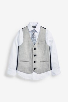  Set van herenvestm overhemd en stropdas (12 mnd-16 jr)