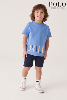 T-shirt Polo Ralph Lauren bleu garçon à logo polo (8PB244) | €26 - €29