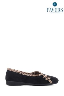 Pavers Black Leopard Print Slippers (8YG140) | €25