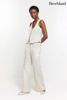 River Island White Stripe Tailored Jeans (900225) | $80