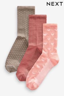 Pink/Neutral Textured Slinky Ankle Socks 3 Pack (900251) | €5