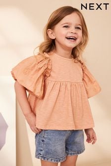Rust Pink Short Sleeve Embroidered Blouse (3mths-7yrs) (900297) | SGD 19 - SGD 22