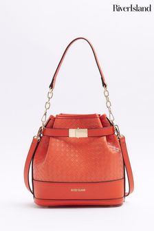 River Island Red Woven Grab Handle Bucket Bag (900298) | AED215