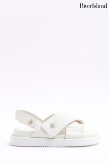 River Island Cream Cross Strap Embossed Sandals (900397) | 61 €