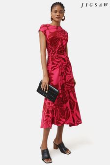 Jigsaw Pink Strokes Floral Pleat Dress (900427) | 395 zł