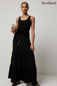 River Island Black Linen Feel Skirt (900448) | HK$494