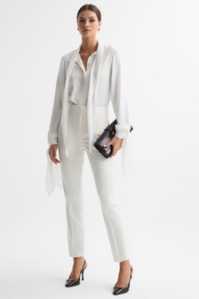Reiss Off White Mila Petite Slim Fit Wool Blend Suit Trousers (900489) | $264