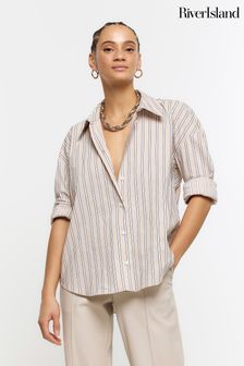 River Island Brown Stripe Shirt (900529) | HK$360