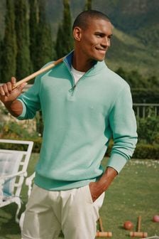 綠色 - Joules Alistair四分之一拉鏈棉質運動衫 (900895) | NT$2,330