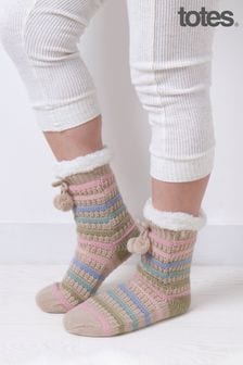 Женские фактурные носки-тапочки в полоску Totes (900946) | €25