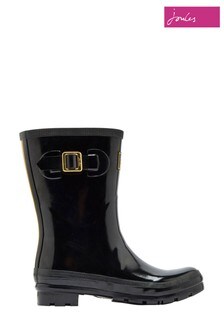 Joules Black Kelly Welly Gloss Mid Height Wellies (901002) | kr584