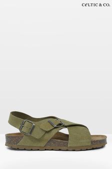 Celtic & Co. Green Cross-Over Buckle Sandals (901607) | $142