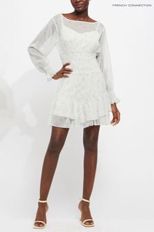 French Connection Cecilia Hall Crnk Hem White Mini Dress (901767) | €49