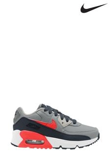 Nike Grey/Red/Black Air Max 90 Junior Trainers (901996) | €41.50