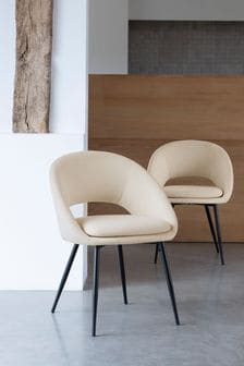Set of 2 Soft Marl Mid Natural Hewitt Black Leg Dining Chairs (902353) | €365