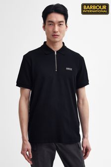 שחור - חולצת פולו עם מבד ארוג/בעל מרקם צווארון עם רוכסן של Barbour® International Albury (902530) | ‏352 ‏₪