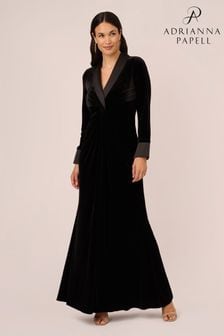 Adrianna Papell Velvet Tuxedo Black Gown (902838) | kr4 190